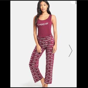 🔥💥NWT BEBE ALL OVER LOGO pant set, plum color In XL